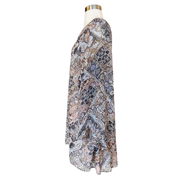 SHOW ME YOUR MUMU Tunic Dress Mini Bell Sleeve Paisley Brown Gray Tan Medium EUC - Picture 7 of 10